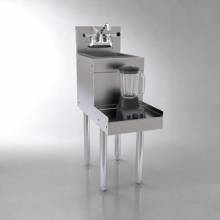 Product image #4 for Glastender Freestanding Stainless Steel Underbar Blender Station with Dump Sink, 12 Inch W x 24 Inch D