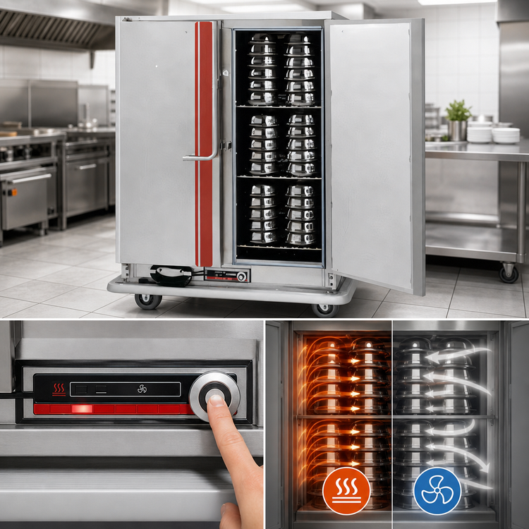 Product image #4 for EnduraHeat Heat Retention Banquet Cart with Double Doors, Stainless Steel, 96 Covered Plates