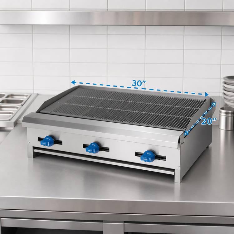 Product image #4 for Comstock-Castle ELB30 30-Inch Countertop Gas Char-Broiler, Lava Rock, 72,000 BTU
