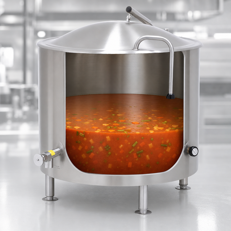 Product image #4 for Legion Low-Rim 40-Gallon Stationary Direct Steam Kettle with 304 Stainless Steel Liner