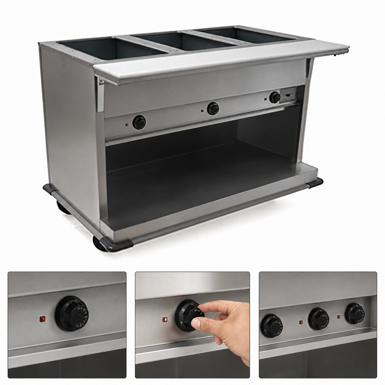 Product image #4 for Spec-Master PHT3OB-120 3-Pan Electric Portable Hot Food Table