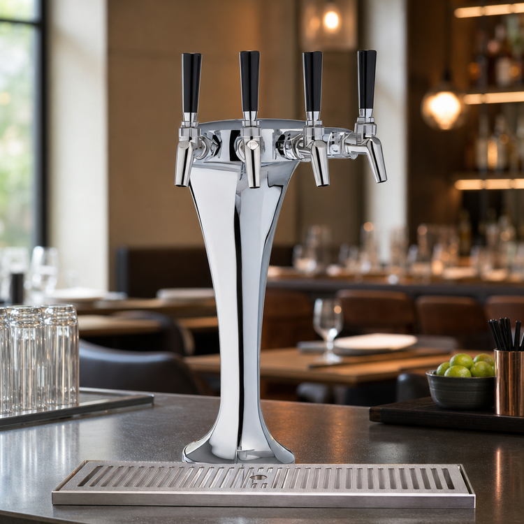 Product image #4 for Perlick Cobra Glycol-Cooled 4-Faucet Countertop Draft Beer Tower, Polished Chrome