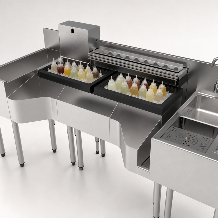 Product image #4 for Perlick Tobin Ellis Signature 80" Underbar Cocktail Station with Wall-Mount Faucet