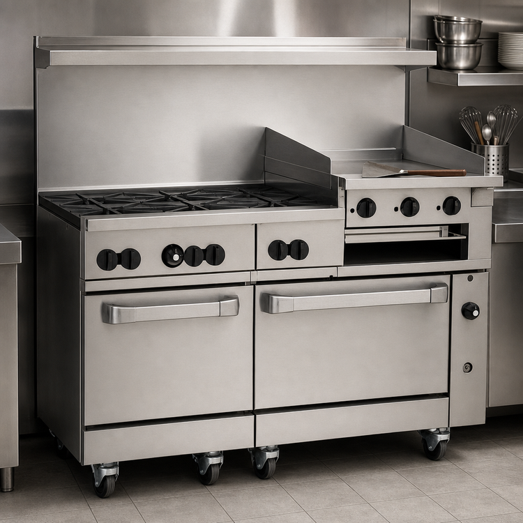 Product image #4 for Wolf Challenger XL 60-Inch Commercial Gas Restaurant Range with 6 Burners, 24-Inch Griddle/Broiler, Standard Oven and Convection Oven