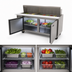 Thumbnail image #4 for Two-Section Refrigerated Salad Prep Table, 72 Inch, 30-Pan Mega Top, Side-Mounted Self-Contained Refrigeration