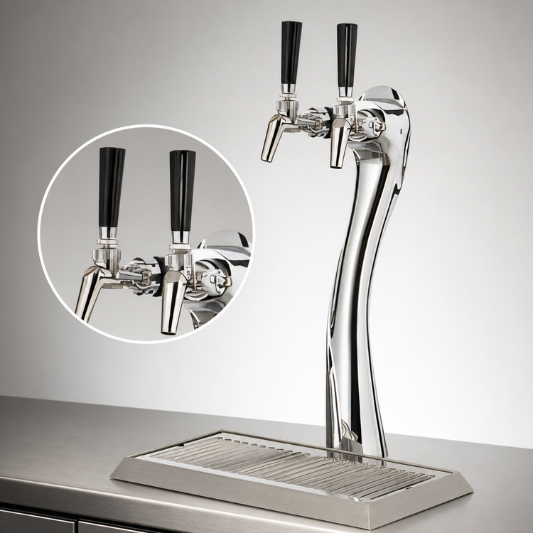Product image #4 for Perlick Lucky Tower Style 2-Faucet Beer Dispensing Kit for DZS36, Polished Chrome