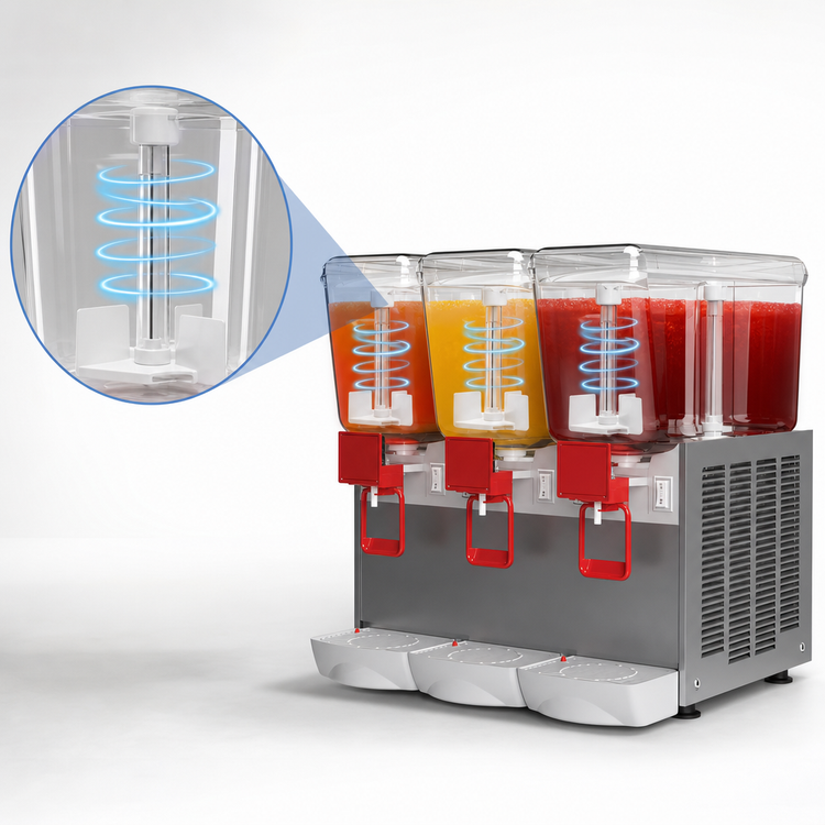 Product image #4 for Trento Ugolini Arctic Deluxe 3-Bowl Countertop Chilled Juice Dispenser, 5.3 Gallon Bowls, 115V