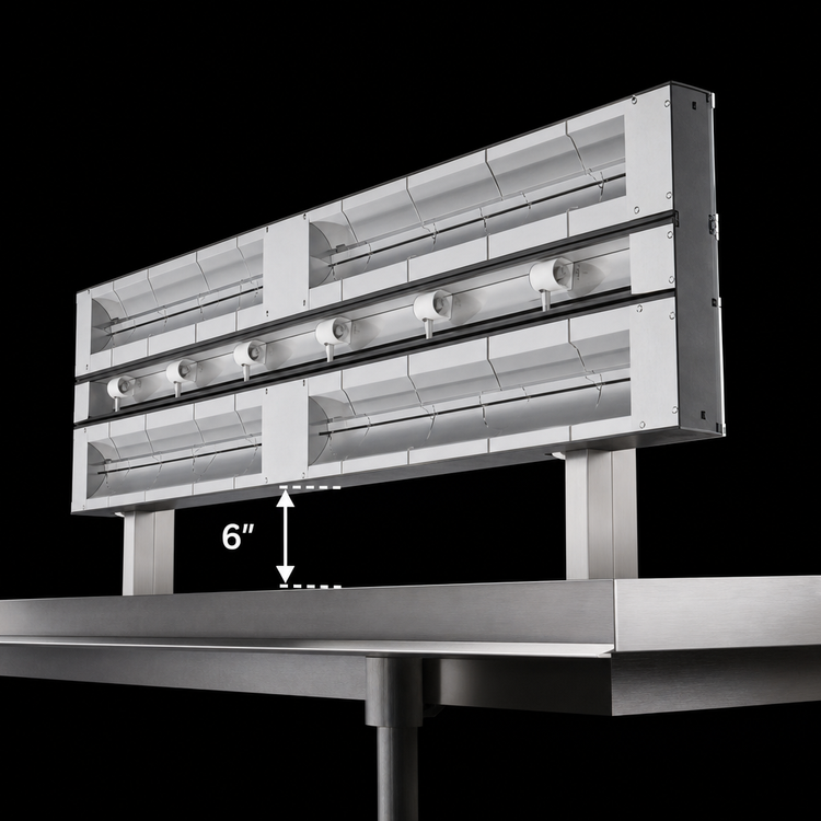 Product image #4 for Hatco Glo-Ray® 72-Inch Unlighted Dual Infrared Strip Heater, Aluminum, 6-Inch Spacer, 4.15 kW