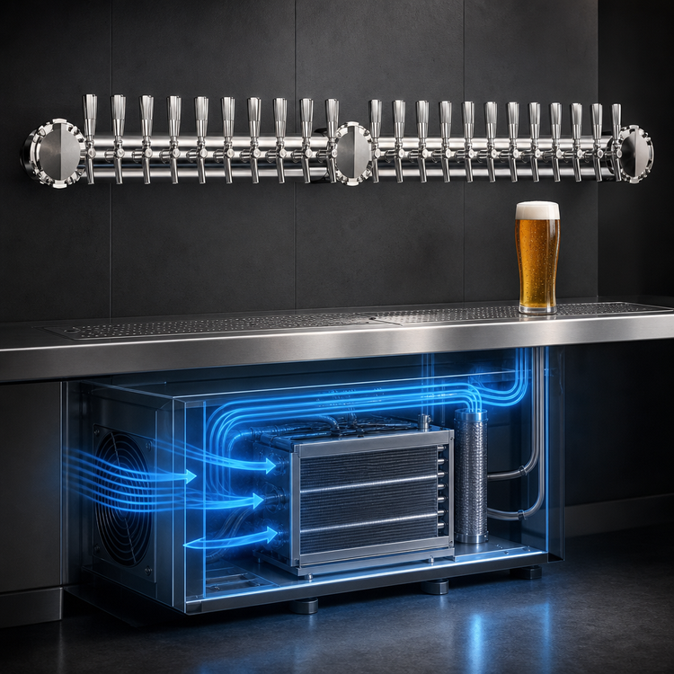 Product image #4 for Metropolis 20-Faucet Wall-Mount Glycol-Cooled Draft Beer Tower, Polished Stainless Steel