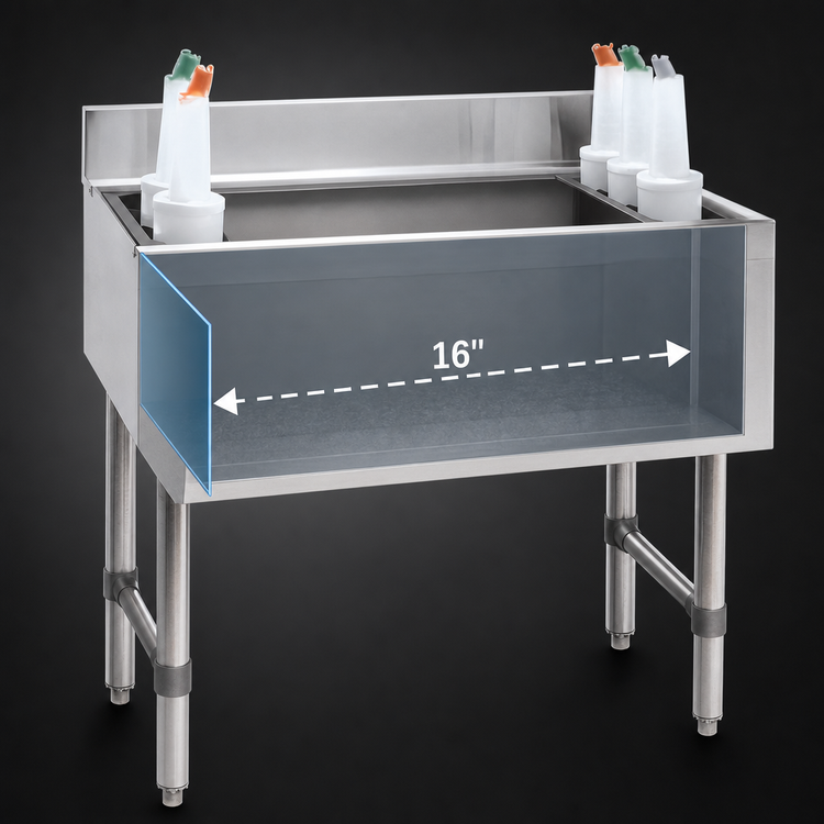 Product image #4 for Advance Tabco Underbar Basics 24-Inch Stainless Steel Cocktail Unit with 16-Inch Deep Ice Bin