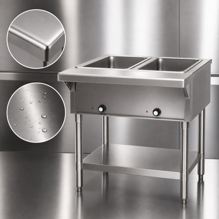 Product image #4 for Eagle Group SDHT2-208 33-Inch Wide Electric Open-Base Hot Food Table, 2 Dry Wells, Stainless Steel, 208V