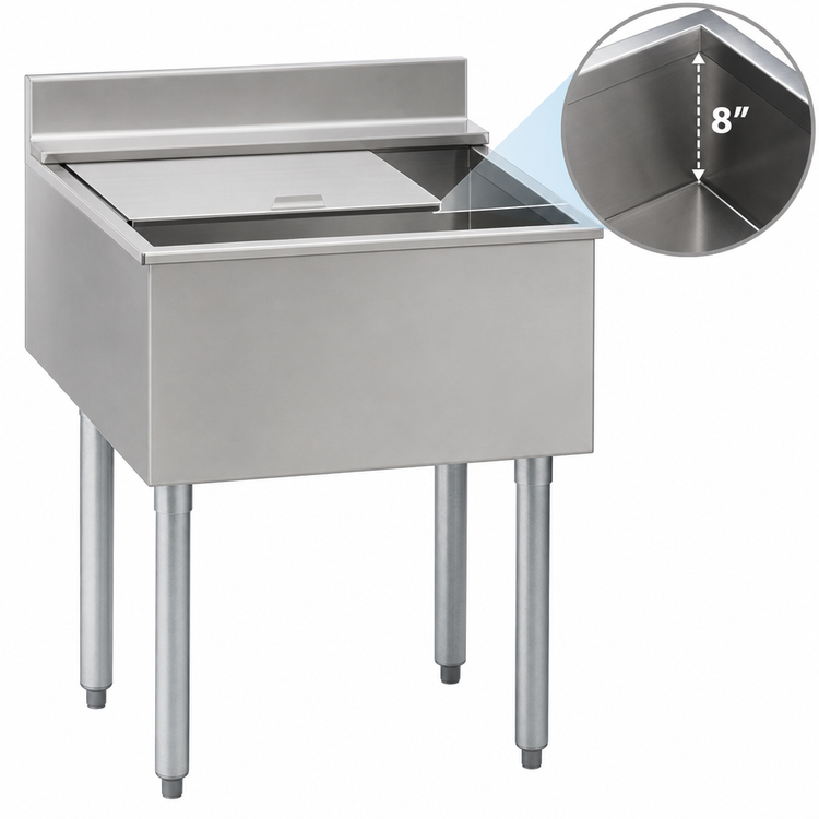 Product image #4 for Eagle Group 2200 Series Underbar Ice Bin/Cocktail Unit with Sliding Cover, 24 in. x 24 in., 63 lb Capacity