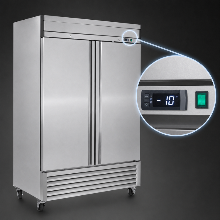 Product image #4 for Maxx Cold Select Series Two-Section Upright Reach-In Freezer, 49 Cu. Ft., Bottom-Mount Self-Contained, Solid Hinged Doors