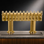 Thumbnail image #4 for Micro Matic USA DPT412PVD-3 Double Pedestal Countertop Air-Cooled Draft Beer Tower, 12 Faucets, PVD Brass Finish