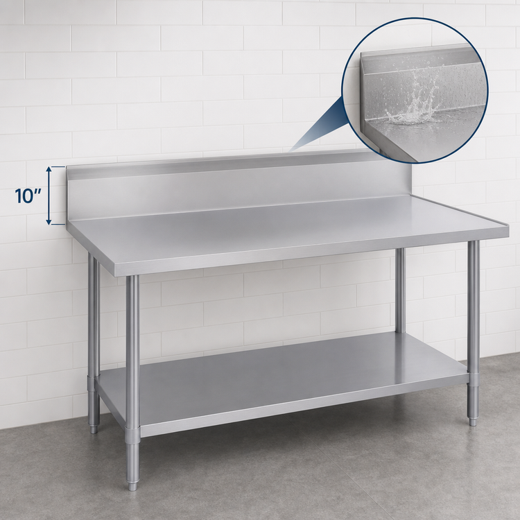 Product image #4 for Duke 144-Inch x 36-Inch Stainless Steel Work Table with 10-Inch Riser and Undershelf