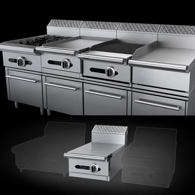 Product image #4 for Garland Cuisine Series Heavy-Duty 12-Inch Modular Gas Hot Top Add-A-Unit