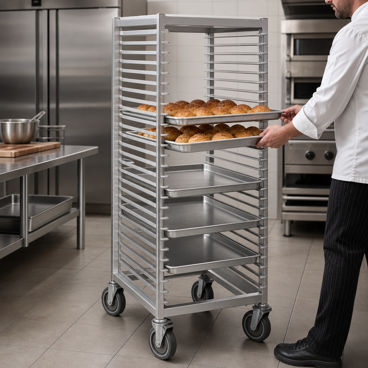 Product image #4 for Stainless Steel End-Load Reach-In Bun Pan Rack with Wire Slides, 29 Pan Capacity