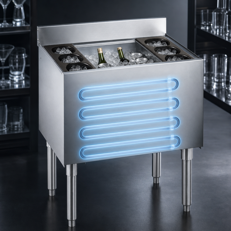 Product image #4 for Krowne Silver Series 36-Inch Insulated Underbar Ice Bin with 7-Circuit Cold Plate and Full Sliding Cover