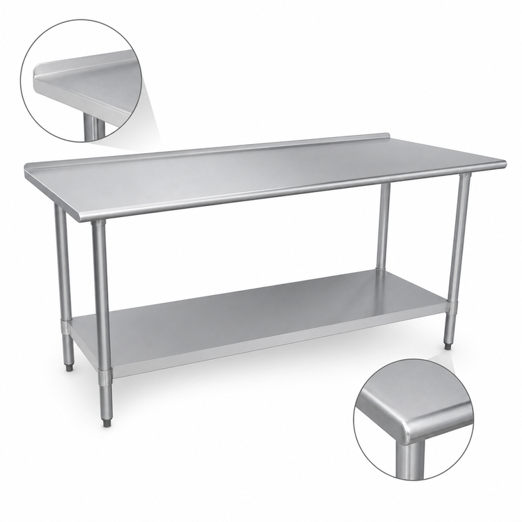 Product image #4 for Advance Tabco Special Value Series 84-Inch x 30-Inch 18-Gauge 430 Stainless Steel Work Table with Undershelf
