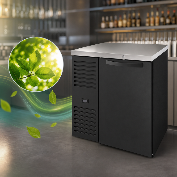 Product image #4 for 32-Inch Single-Section Refrigerated Back Bar Cooler with Locking Solid Door