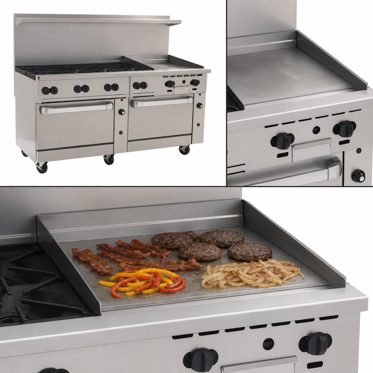 Product image #4 for Vulcan Endurance 72-Inch Gas Restaurant Range with 8 Open Burners, 24-Inch Griddle, Standard Oven and Convection Oven