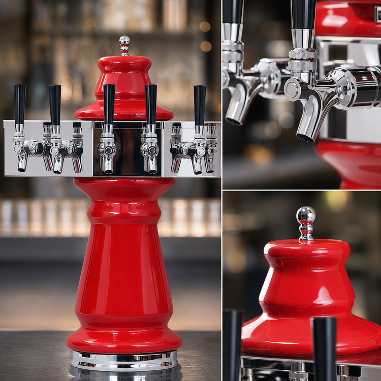Product image #4 for Glastender Vienna 2-Faucet Countertop Mirror Finish Glycol-Cooled Draft Dispensing Tower