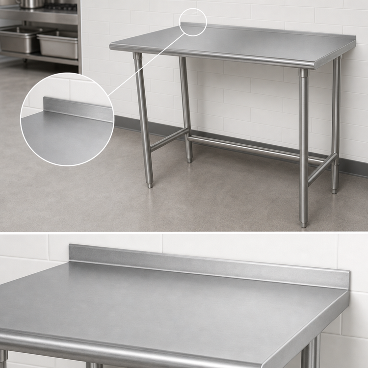 Product image #4 for Advance Tabco Open Base Stainless Steel Work Table, 144 x 30 Inches, 1-1/2-Inch Rear Splash