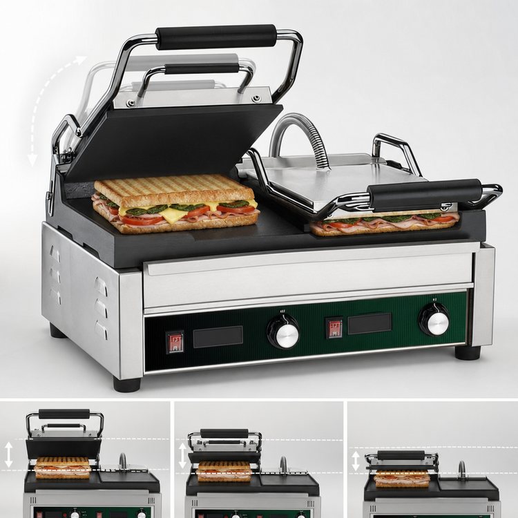 Product image #4 for Waring Tostato Ottimo Dual Countertop Panini Press / Toasting Grill, 17 x 9-1/4 Inch Plates, 240V