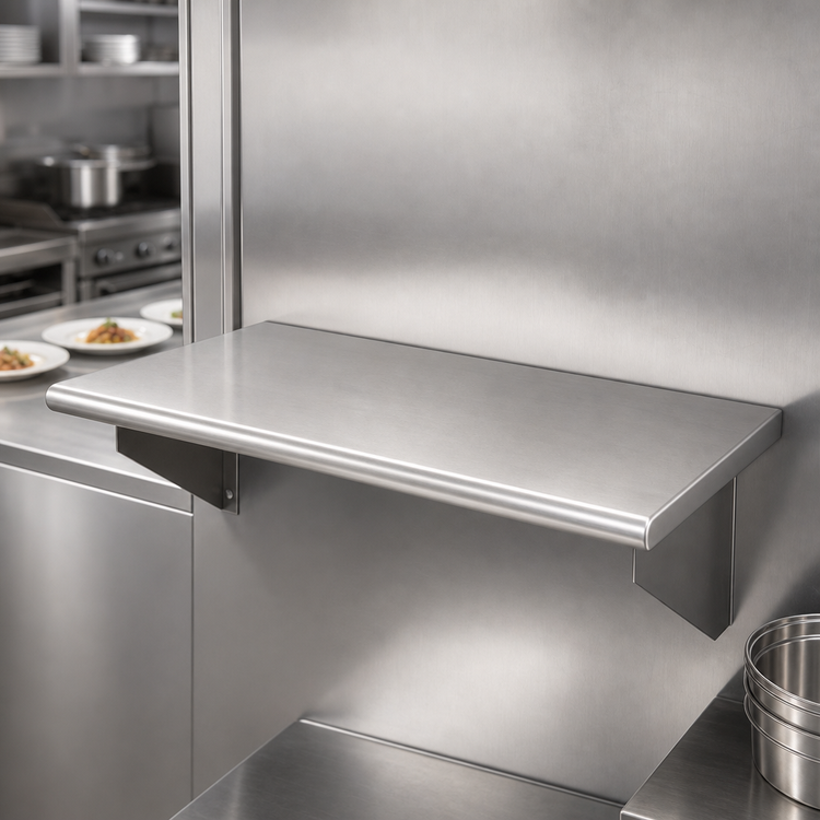 Product image #4 for Eagle Group 120" x 18" Wall-Mounted Pass-Thru Shelf, 304 Stainless Steel