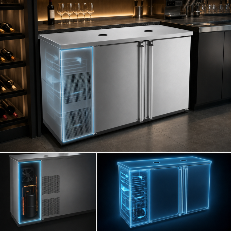 Product image #4 for Pro-Line E-Series 59-1/2 Inch Dual Temperature Wine Cooler Dispenser with Self-Contained Refrigeration