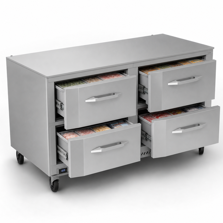 Product image #4 for Victory VUFD60HC-4 Two-Section 60-Inch Undercounter Freezer with 4 Drawers