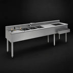Thumbnail image #4 for Eagle Group 1800 Series BC8C-18L 96-Inch Underbar Combination Unit with 3 Sink Bowls, Left Ice Bin, and Dual Drainboards