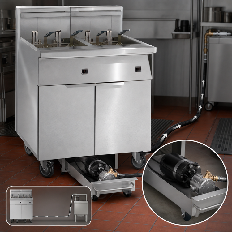 Product image #4 for Imperial 5-Station Electric Floor Fryer with Built-In Space Saver Filter System, 75 lb. Tanks, Tilt-Up Elements