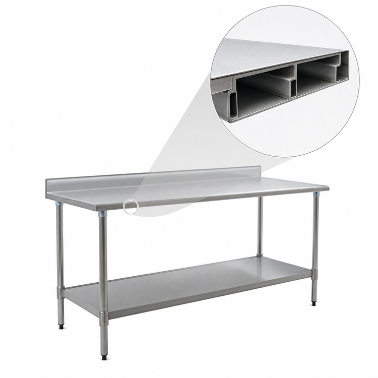 Product image #4 for BlendPort Deluxe Series 84-Inch x 24-Inch Stainless Steel Worktable with 4-1/2-Inch Backsplash and Undershelf