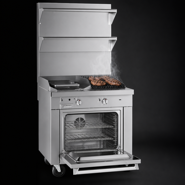 Product image #4 for Southbend Platinum 32-Inch Heavy Duty Floor Model Gas Range with 2 Open Burners, 16-Inch Charbroiler, and Convection Oven