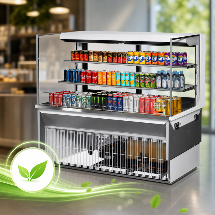 Product image #5 for Turbo Air Low Profile Drop-In Horizontal Open Refrigerated Display Case, 59-7/8 Inch Wide, 19.3 Cu. Ft., Self-Contained, R-290