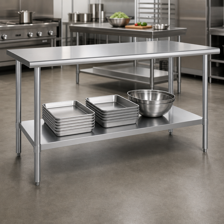 Product image #4 for Duke 144-Inch Stainless Steel Work Table with Undershelf, 24-Inch Deep, 36-Inch High