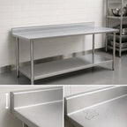 Thumbnail image #4 for Eagle Group BlendPort® BPT-3084SEB-BS Stainless Steel Backsplash Work Table with Adjustable Undershelf, 84-Inch W x 30-Inch D, 16-Gauge Top