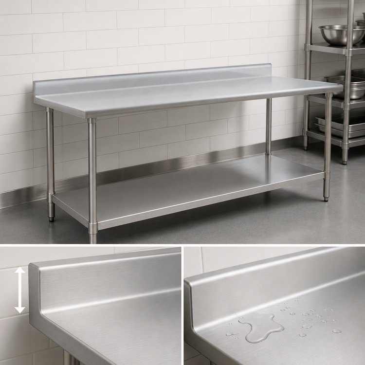 Product image #4 for BlendPort Deluxe Series Stainless Steel Backsplash Work Table with Adjustable Undershelf, 84-Inch W x 30-Inch D