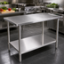 Thumbnail image #4 for John Boos Stallion 84 in. x 30 in. 14-Gauge Stainless Steel Work Table with Open Base and Adjustable Undershelf