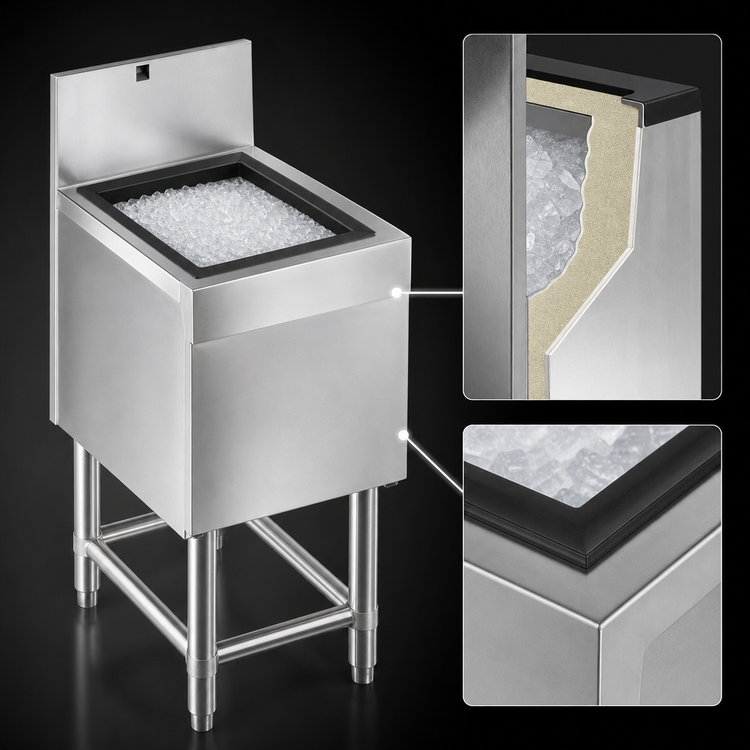 Product image #4 for Eagle Spec-Bar Underbar Ice Bin/Cocktail Unit, 18 Inch W x 19 Inch D, 50 lb Capacity, Sliding Cover