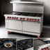 Thumbnail image #4 for American Range 60-Inch Gas Restaurant Range with 12-Inch Left Griddle, 8 Open Burners, and Storage Bases