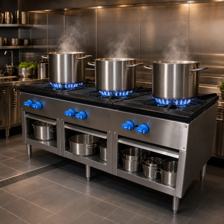 Product image #4 for Comstock-Castle 54-Inch Gas Stock Pot Range with Open Front Cabinet Base