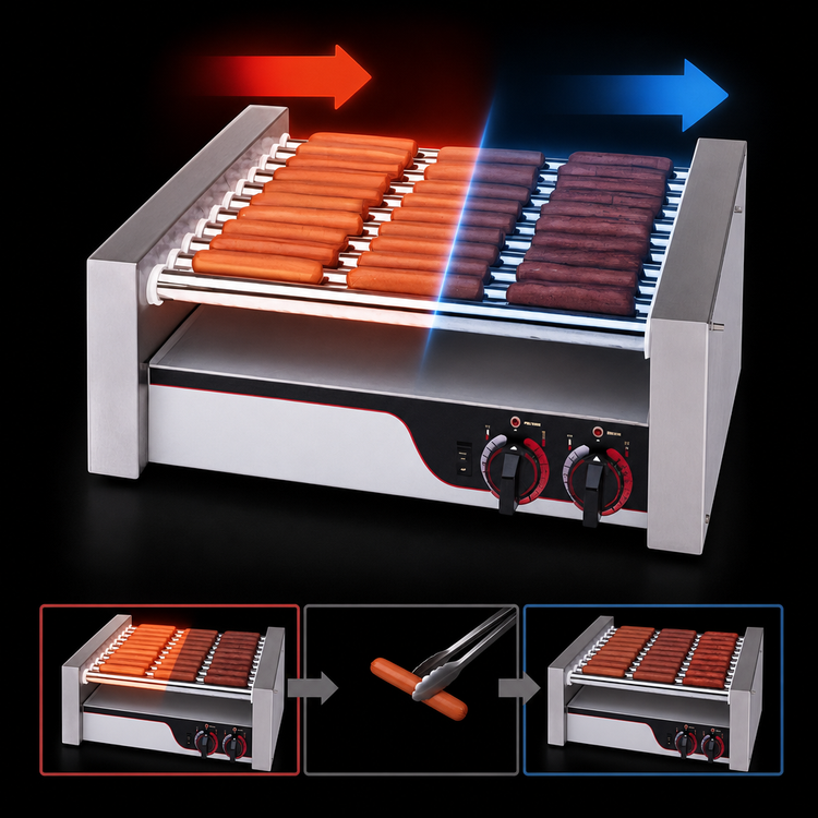 Product image #4 for APW Wyott X*PERT HotRod HR-20 Compact Flat-Surface 11-Roller Hot Dog Grill