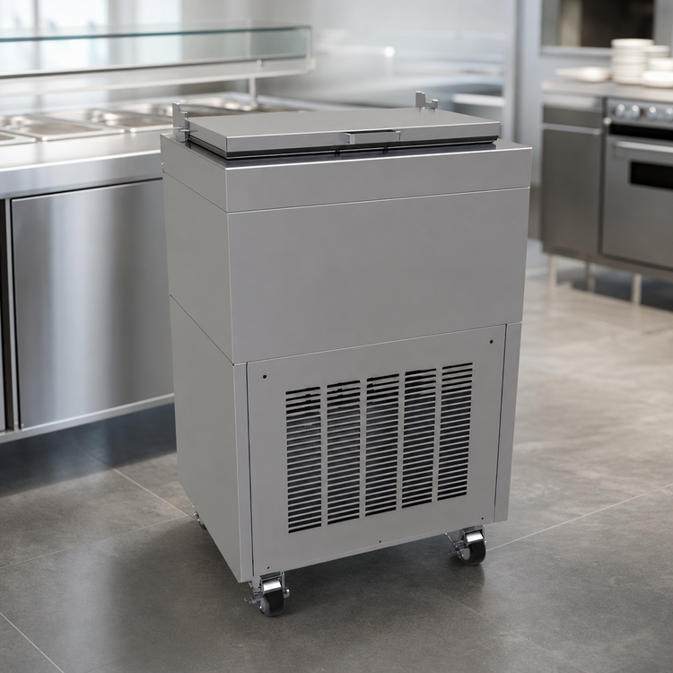 Product image #4 for Glastender Mobile Modular Ice Cream Freezer with Hinged Lid, Self-Contained Refrigeration, Stainless Steel, for 2 x 3-Gallon Tubs