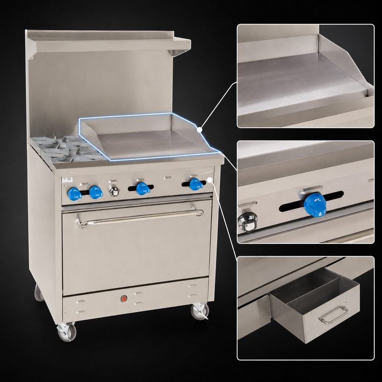 Product image #4 for Comstock-Castle F330-24 36-Inch Commercial Gas Range with 24-Inch Griddle and Standard Oven