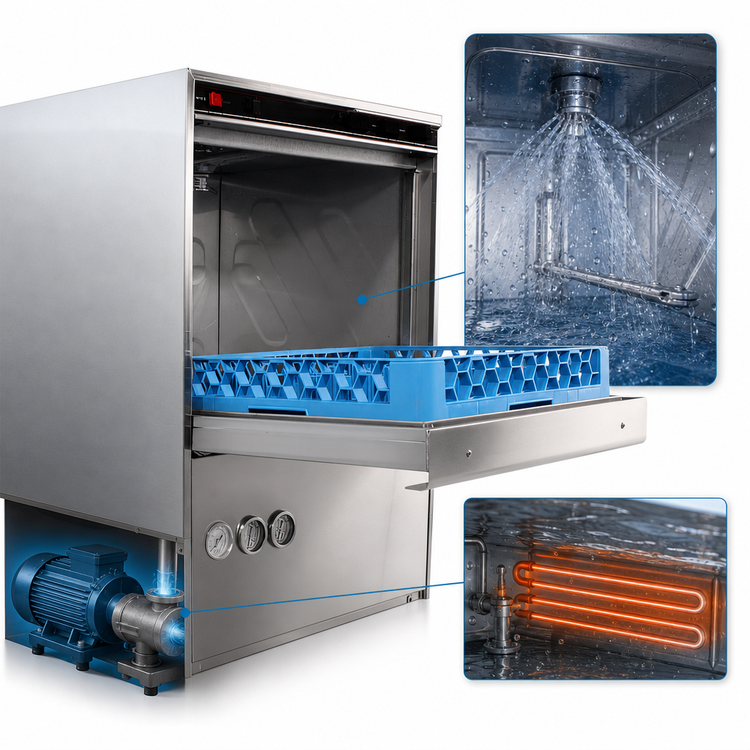 Product image #5 for CMA UC65e High-Temperature Sanitizing Undercounter Dishwasher/Glasswasher with Built-In Booster Heater