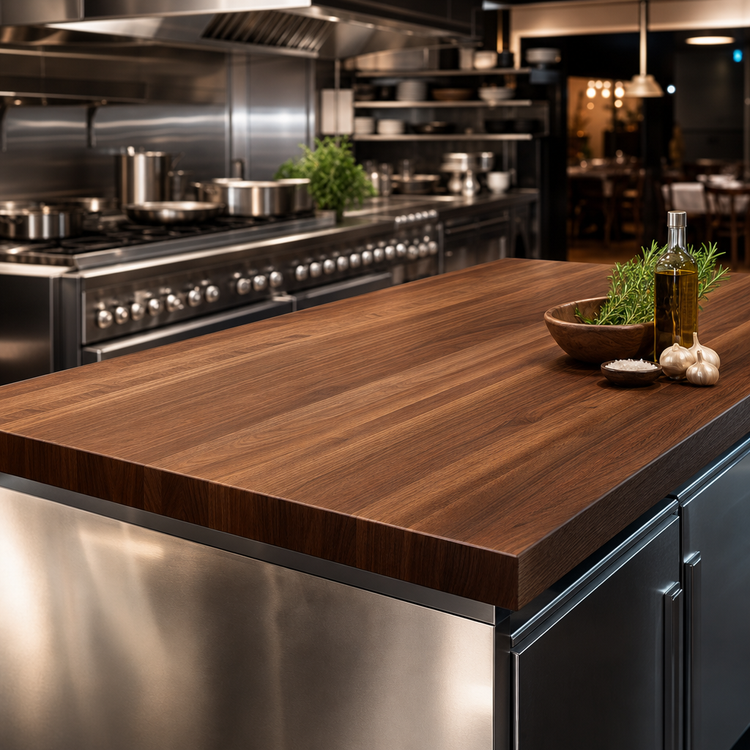 Product image #4 for John Boos Boos Block American Black Walnut Edge Grain Kitchen Countertop, 96 Inch x 27 Inch x 1-1/2 Inch, Varnique Finish