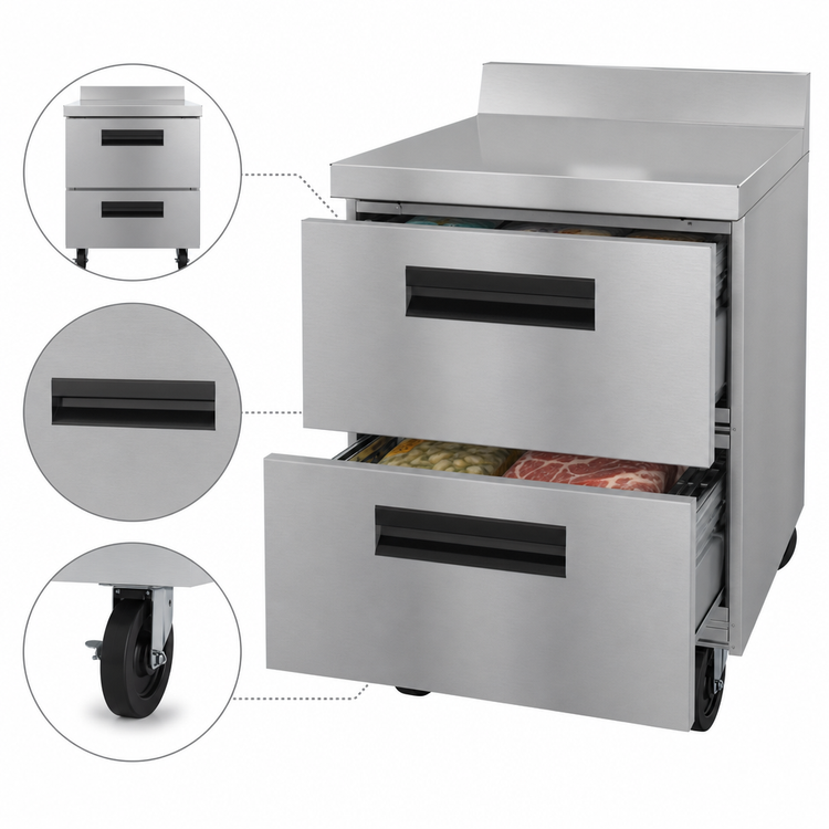 Product image #4 for Hoshizaki Steelheart WF27B-D2 27-Inch 1-Section Worktop Freezer with 2 Drawers