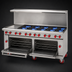 Thumbnail image #4 for American Range 72-Inch Gas Restaurant Range with 24-Inch Left Griddle, 8 Open Burners, Convection Oven and Standard Oven